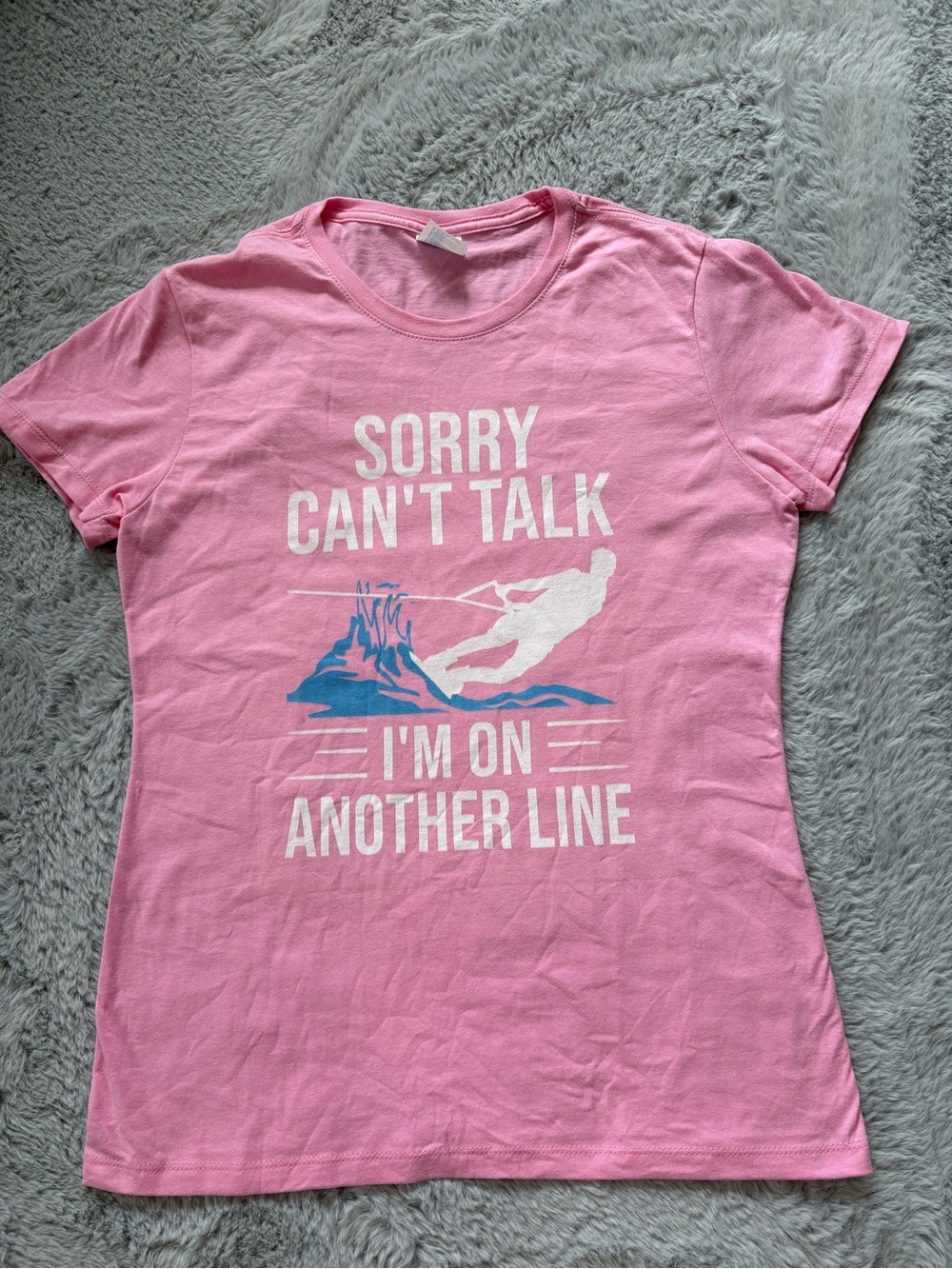 Pink T-Shirt with Fun Wakeboard Print